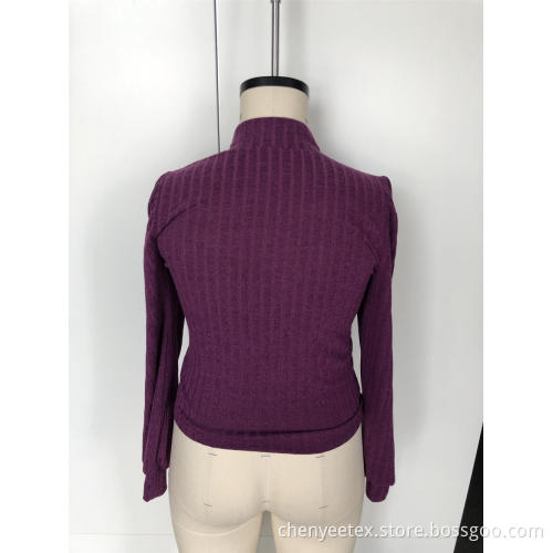 Semi-turtleneck striped long-sleeve sweater